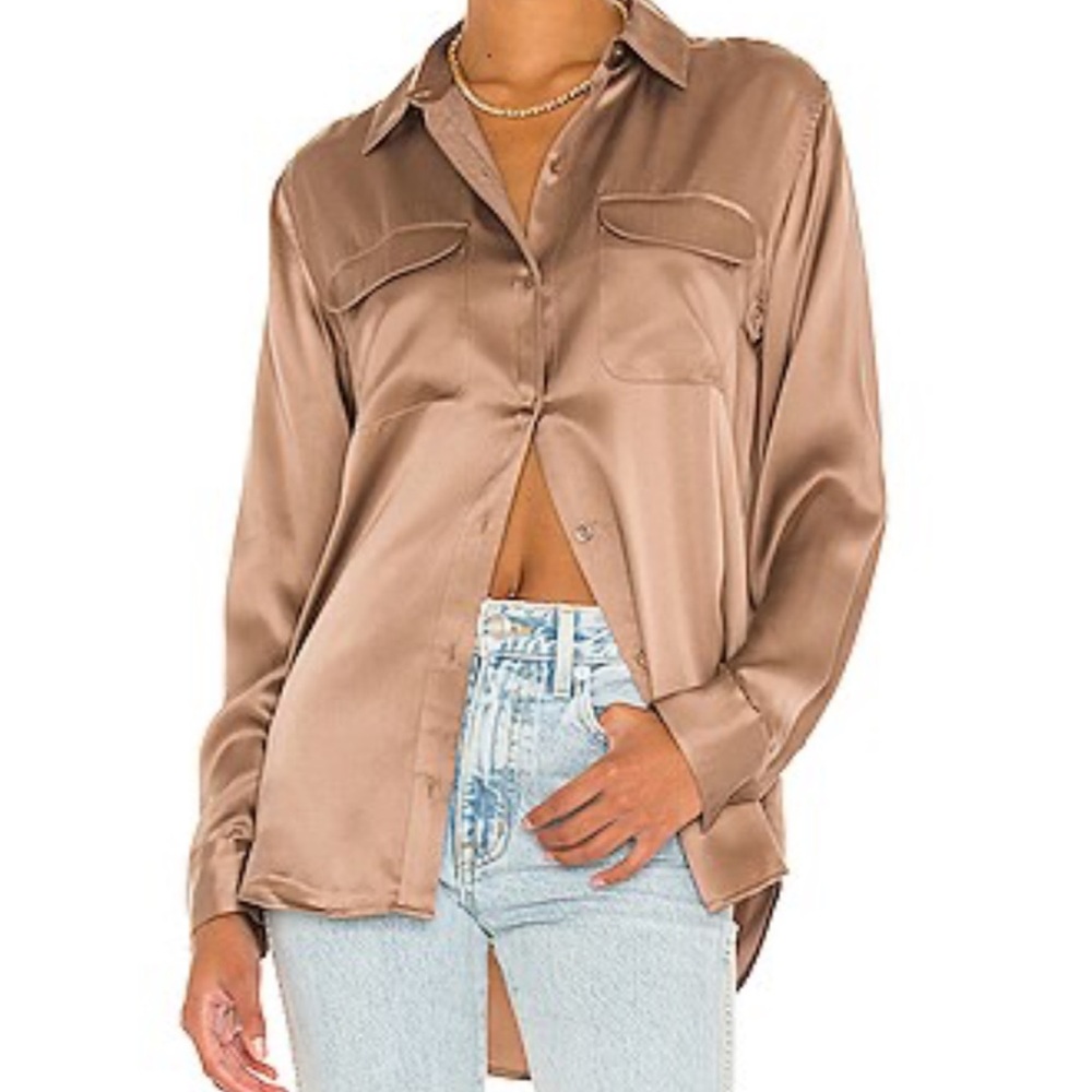 Equipment Revolve Signature Button Down Blouse in Doeskin.